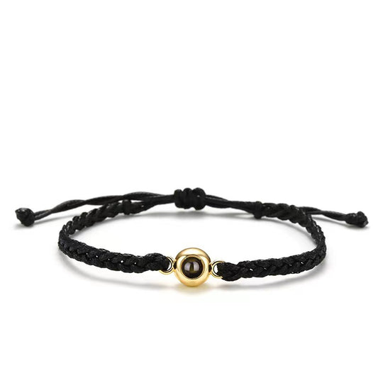 Pulsera de Cordón Negro con Foto Proyectada - Personalizable